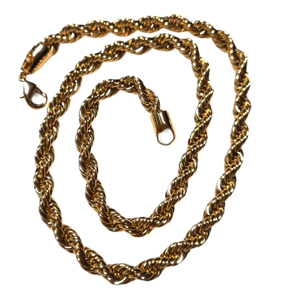 Rope Chain 18k Gold Layered Men's Necklace 22 inch Jewelry Fashion Accessory
